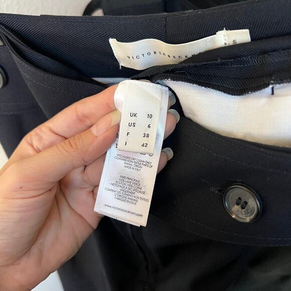 Victoria Beckham Navy Wool Sailor Front Trousers Size US 6 - Picture 7 of 8